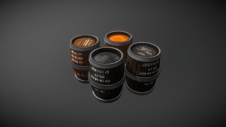 Gunpowder and Whiskey Barrels 3D Model