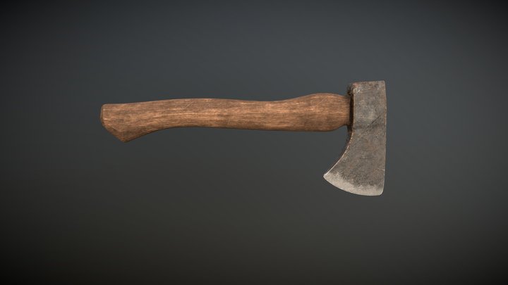Old Wooden Survival Axe 3D Model