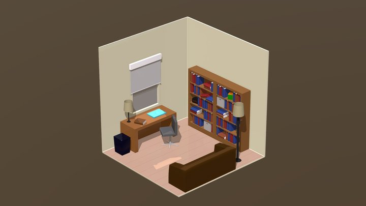 Isometric Study Room 3D Model