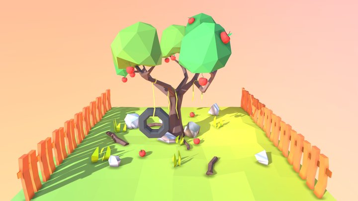 Arbol Manzano - apple tree Lowpoly 3D Model