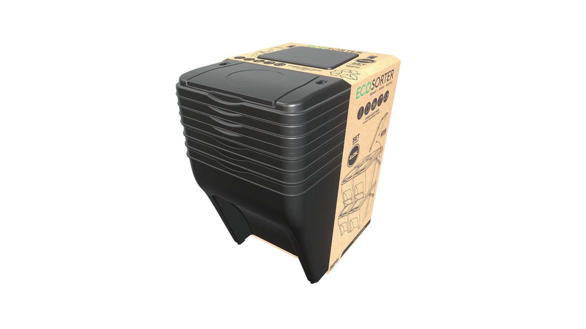 Ecosorter Set 4x25 L — Sketchfab embed 3D viewer