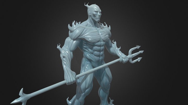 Water Elemental Warrior with Trident – Kostenloses 3D-Modell STL