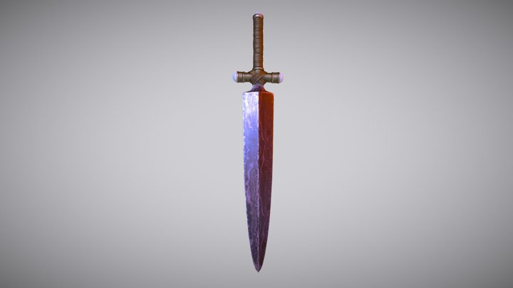 Purple Damask Steel Dagger 3D Model