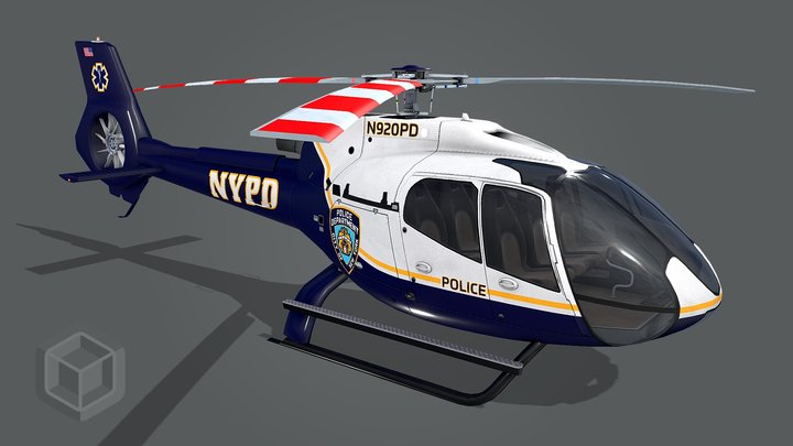 Low Poly Airbus H130 - NYPD Livery 10 3D Model