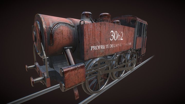 Small Red Shunting Train 3D Model