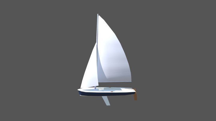 Low Poly Cartoon Flying Scot Dinghy Sailboat 3D Model