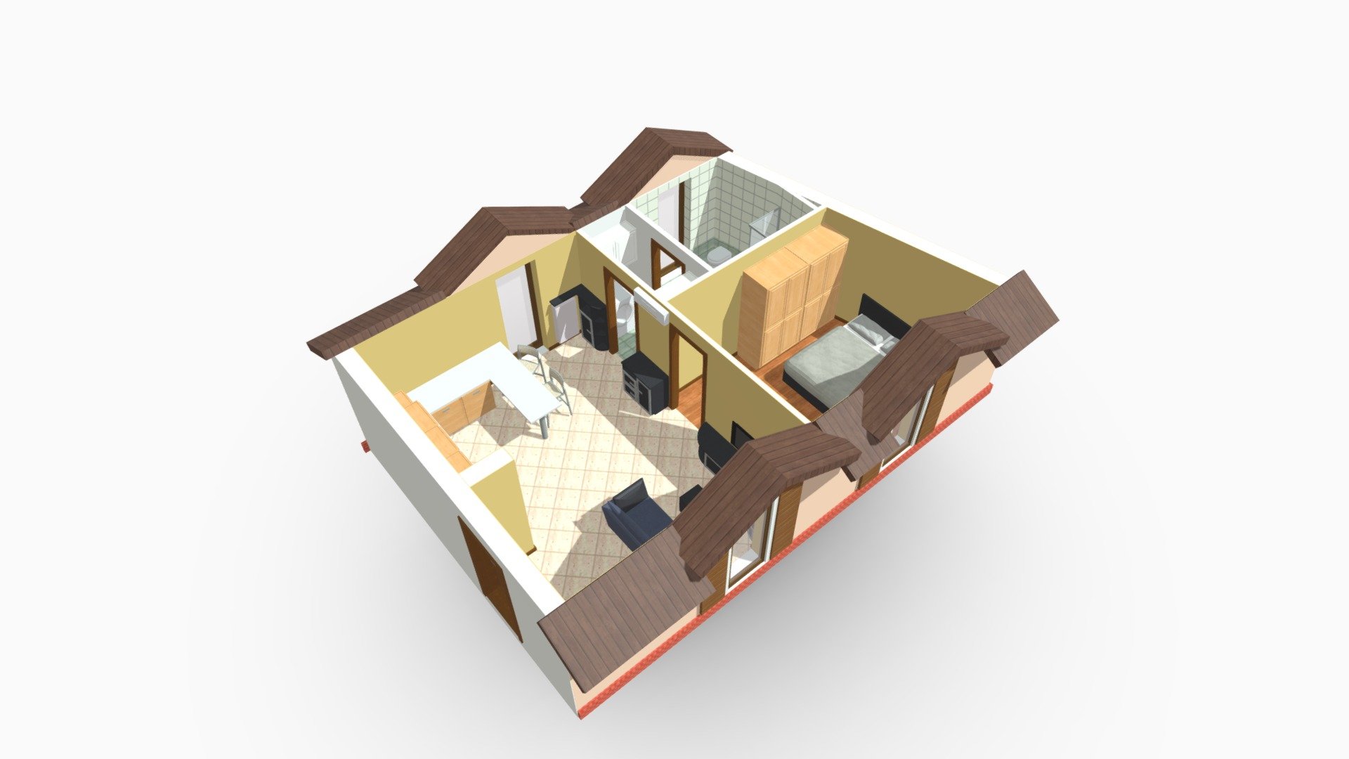 Bilocale arredato Poasco Milano — Sketchfab embed 3D viewer