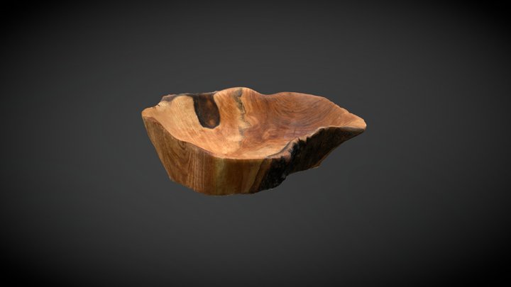 Unique Hand Carved Wooden Bowl 3D Model