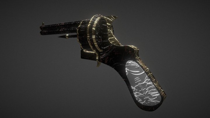 Lefaucheux 20 Round double barrel revolver 3D Model