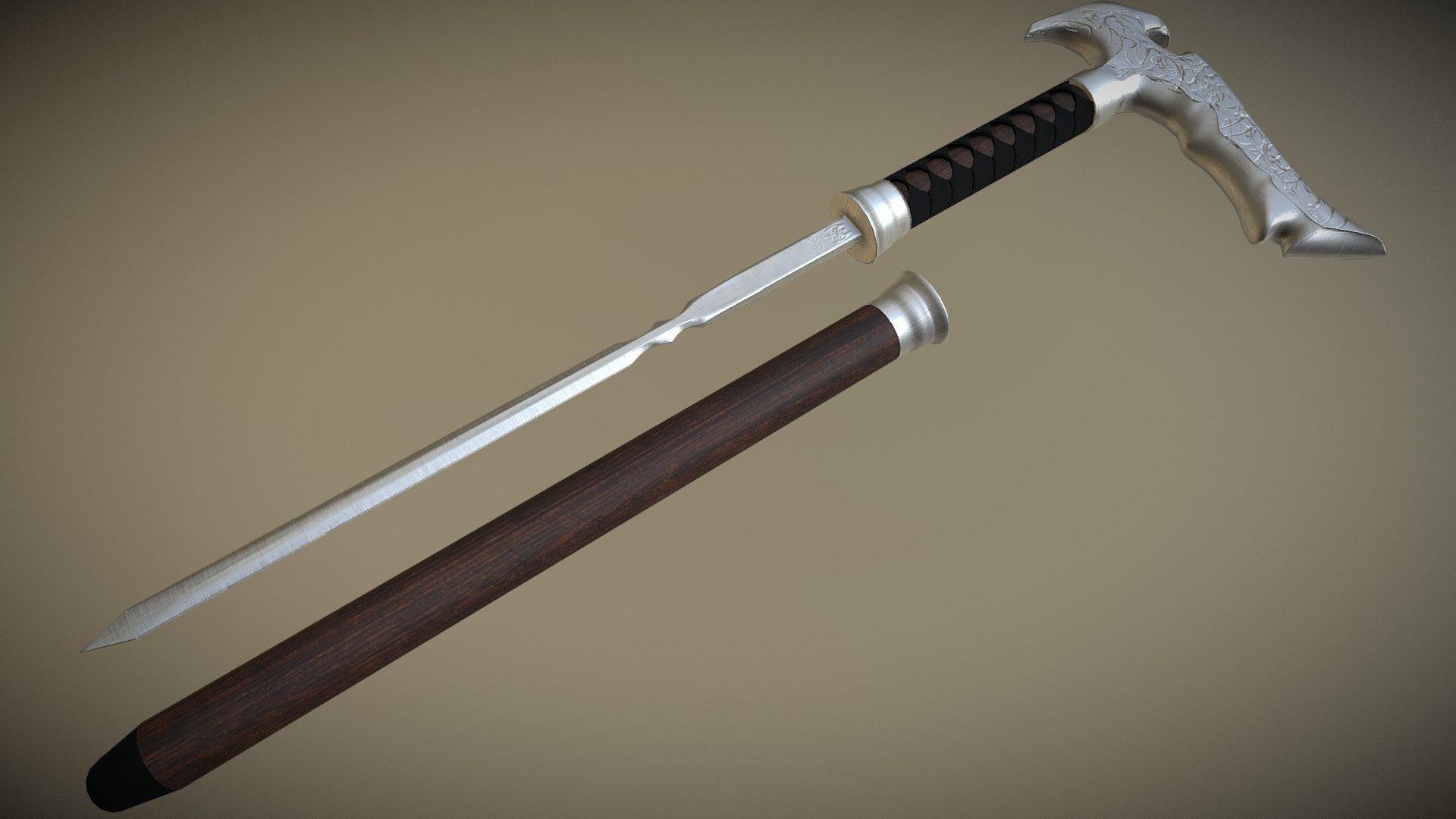 Cane With Hidden Blade 3D model by robinc [b14907a] Sketchfab