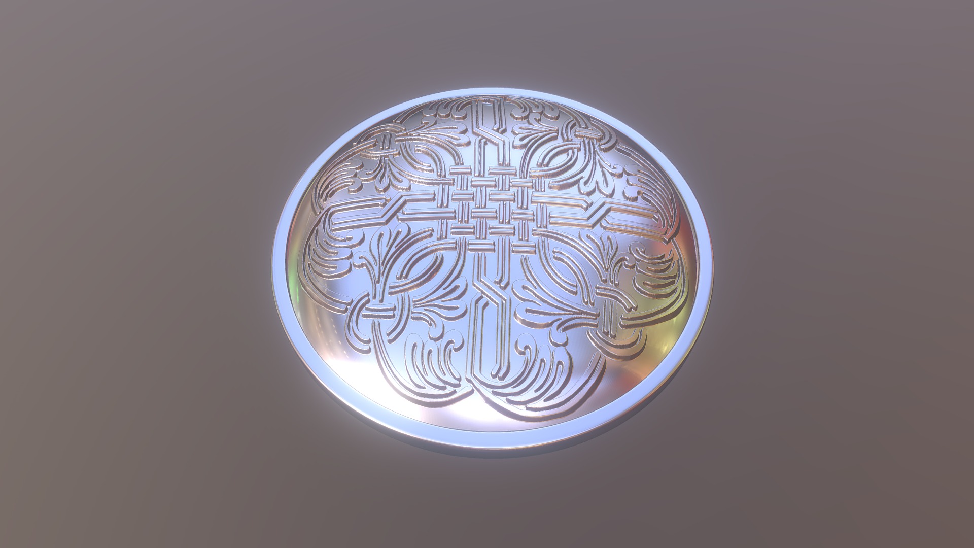 3D model Jewelry relief - This is a 3D model of the Jewelry relief. The 3D model is about a silver coin with a design.