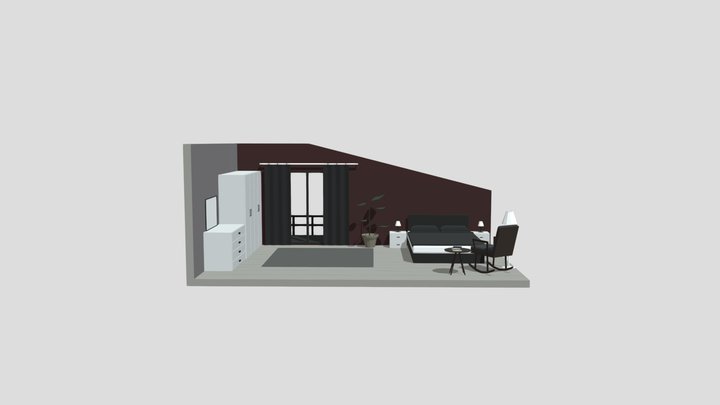 Bedroom Low Poly 3D Model