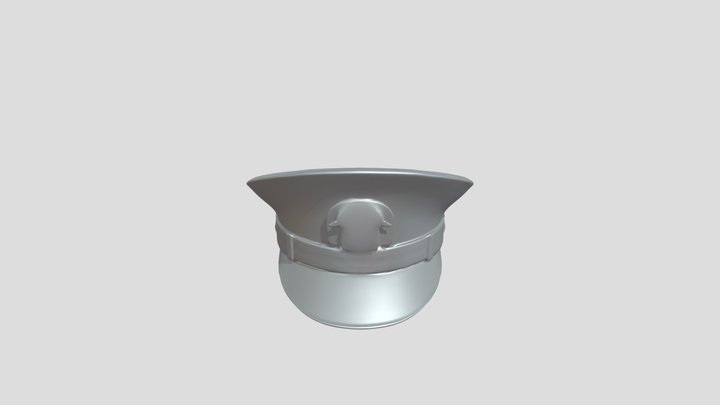 White and black military dress cap 3D Model