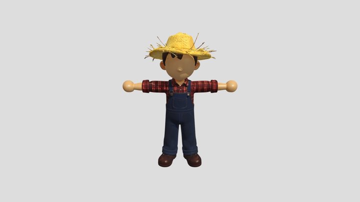 3D stylized farmer figurine
