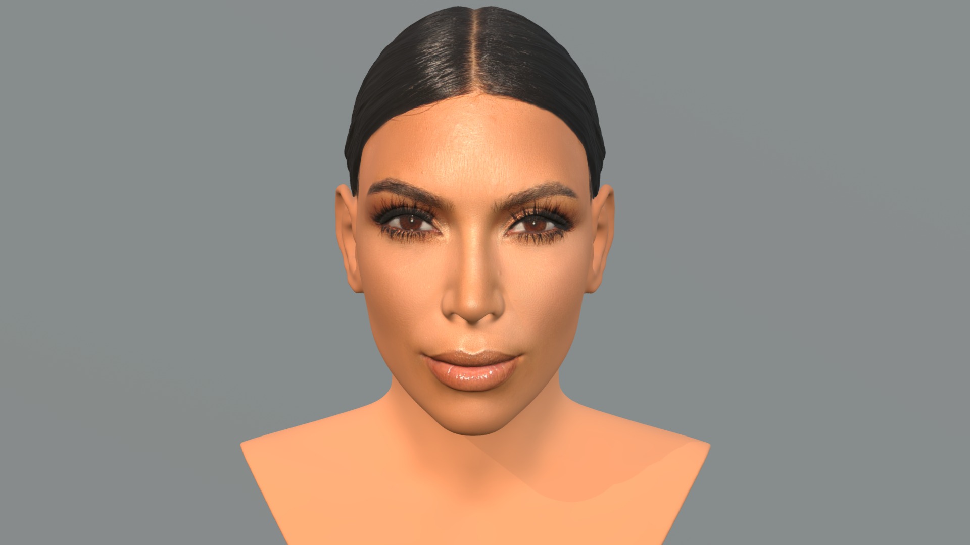 3D model Kim Kardashian bust for full color 3D printing - This is a 3D model of the Kim Kardashian bust for full color 3D printing. The 3D model is about a person with short black hair.