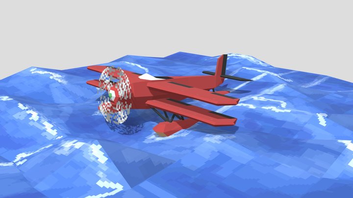 red seaplane 3D Model