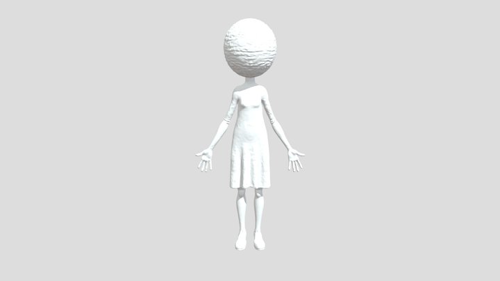 A scary faceless cartoon woman. 3D Model