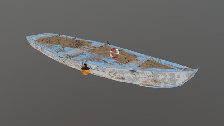 Old wooden rowboat 3D Model