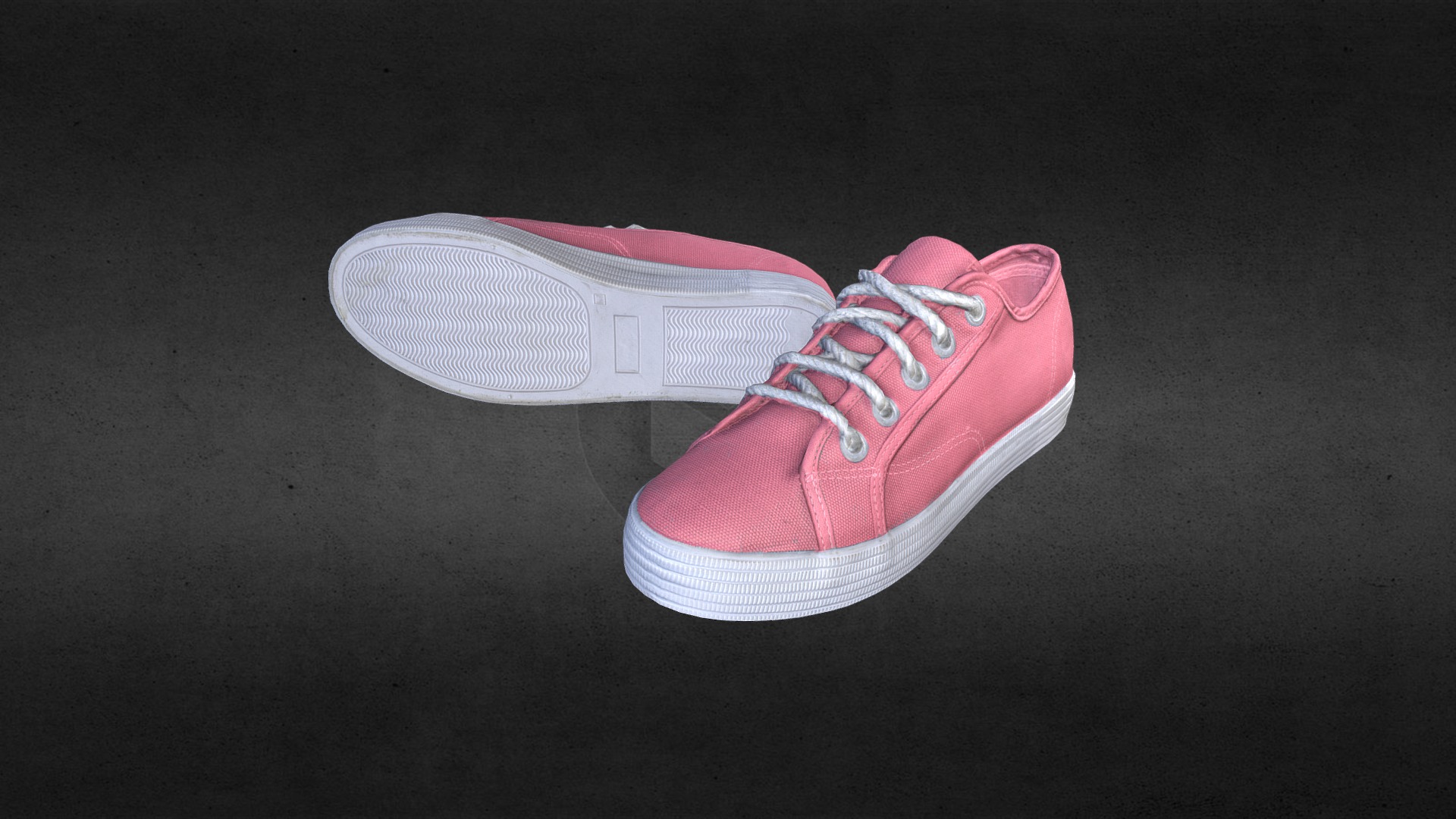 3D model Casual summer shoes low poly - This is a 3D model of the Casual summer shoes low poly. The 3D model is about a pair of pink and white shoes.