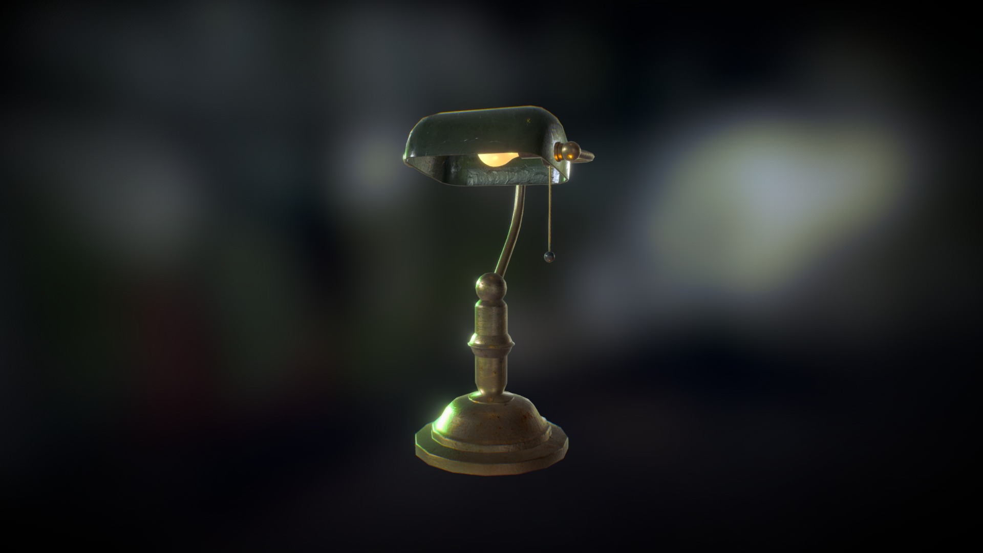 3D model 1940s Style Desk Lamp - This is a 3D model of the 1940s Style Desk Lamp. The 3D model is about a light bulb with a flame.