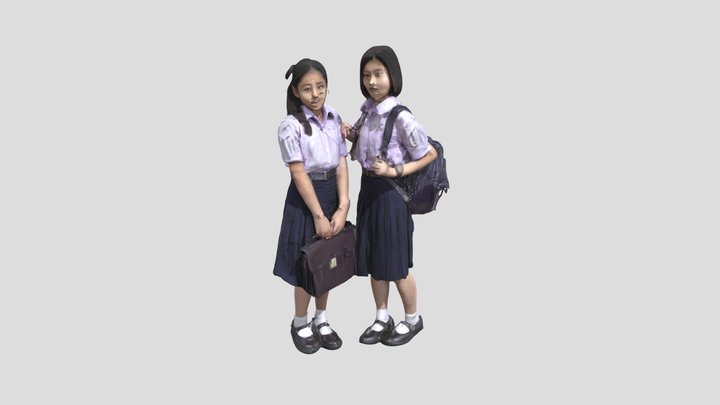 Students on the Steps 3D Model
