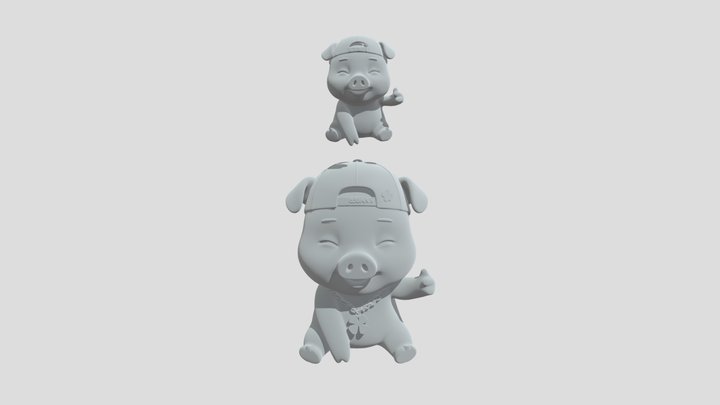 Tattooed Piglet in a Cap 3D Model