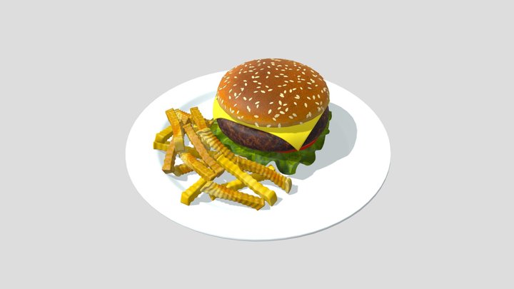 Burger and chips – Modello 3D gratuito STL