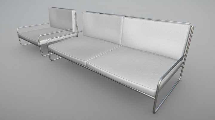 Modern Metal Frame Sofa 3D Model