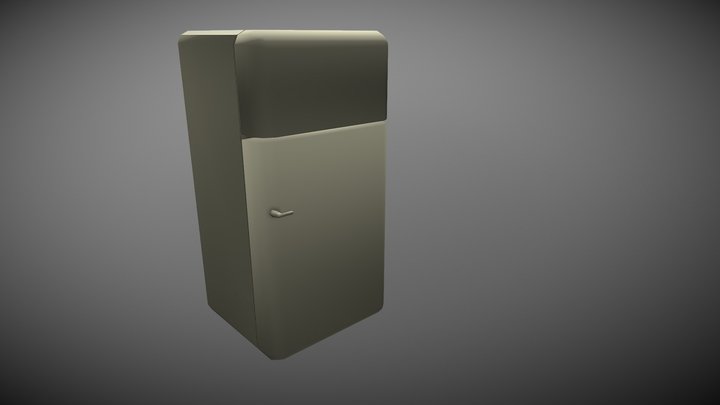 Interactive lowpoly vintage fridge 3D Model