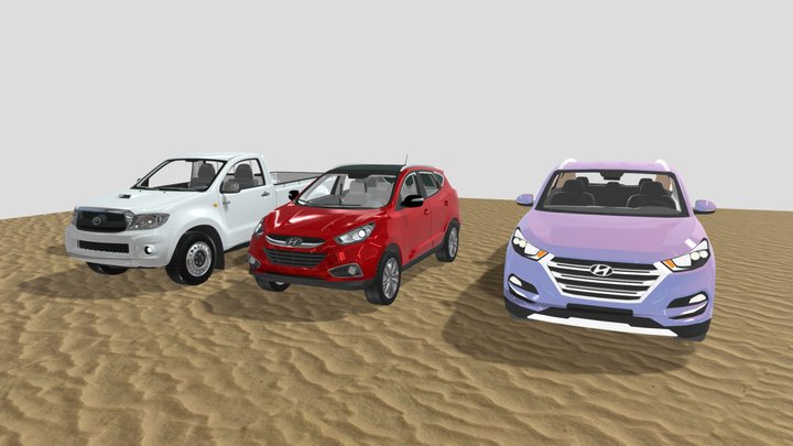 Hyundai Tucson And Toyota Hilux 3D Model