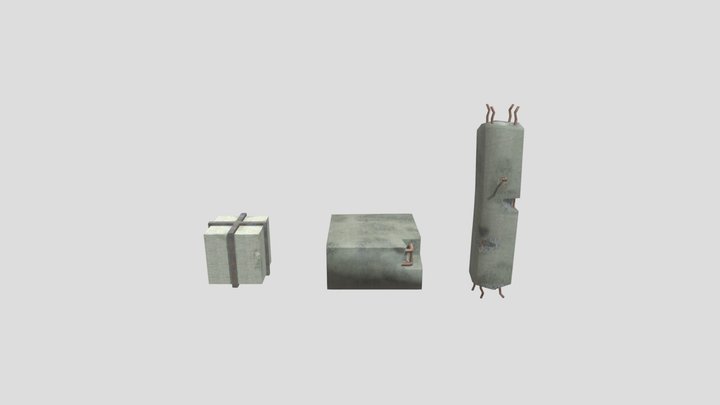 escombros de concreto low poly 3D Model