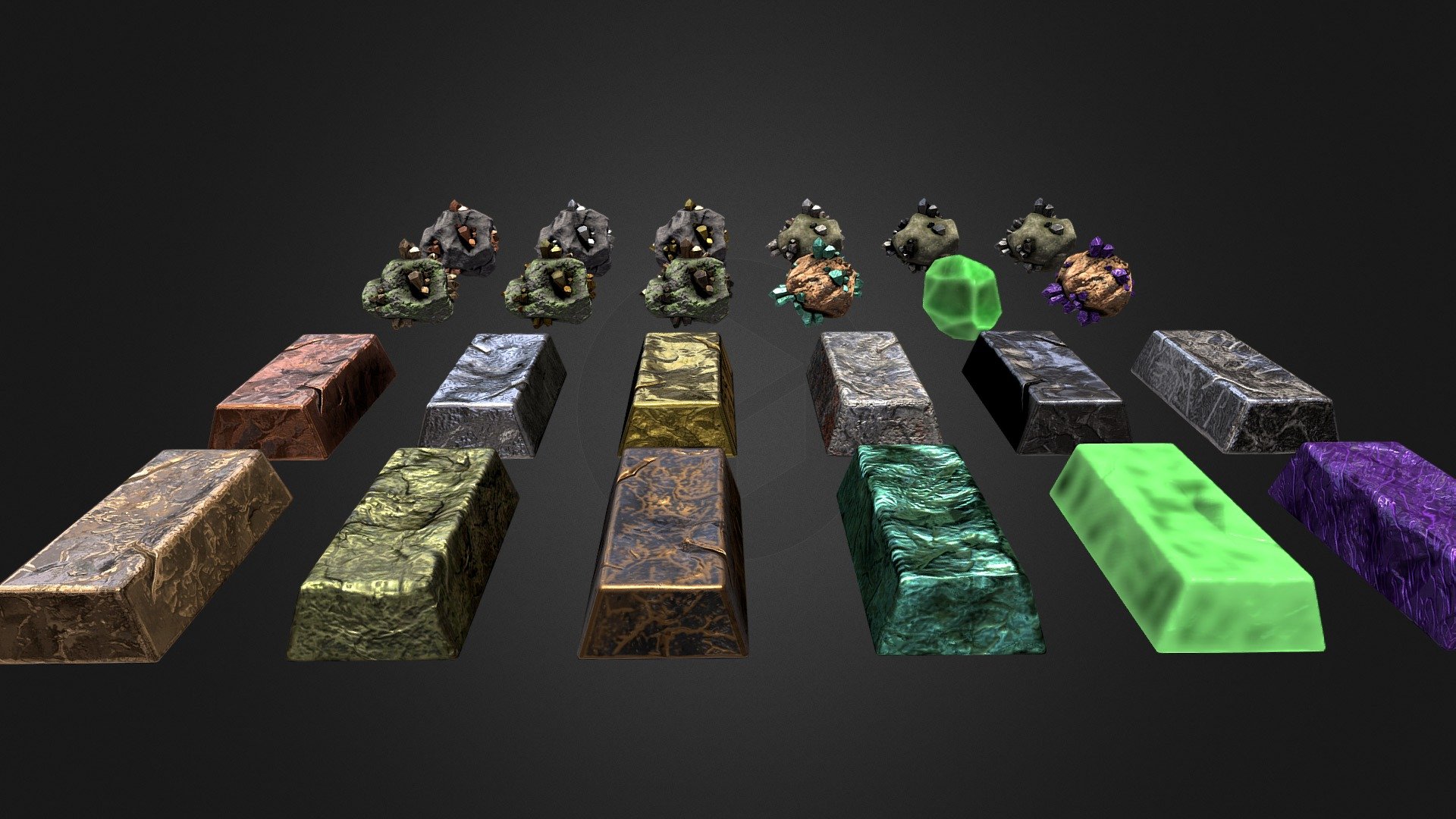 Blacksmith Ingots Ores KIT (game ready asset) - Buy Royalty Free 3D ...