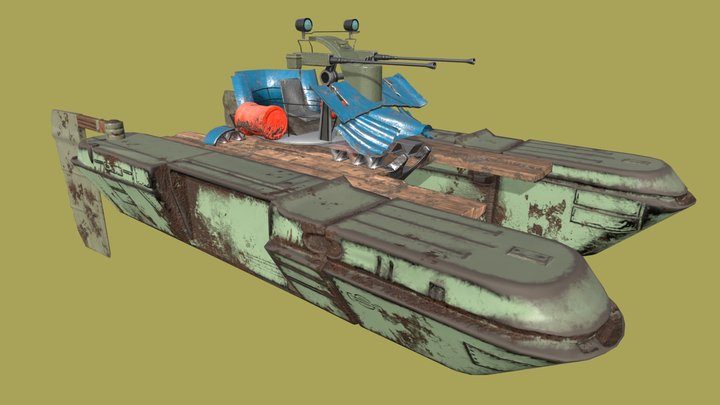 Postapocalyptic boat 3D Model