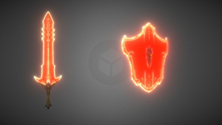 the dark lord shield and sword 3D Model