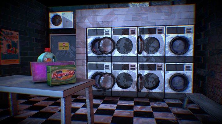 Small Laundrette Diorama 3D Model