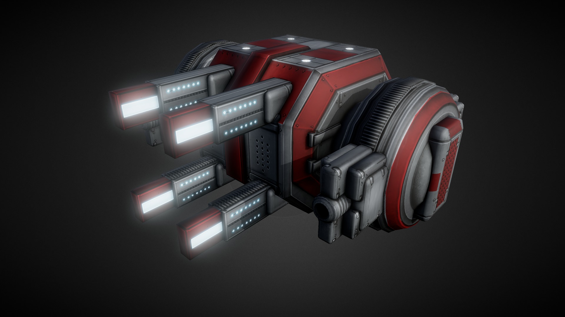 3D model Sci-fi battle drone 03 - This is a 3D model of the Sci-fi battle drone 03. The 3D model is about a red and black toy gun.