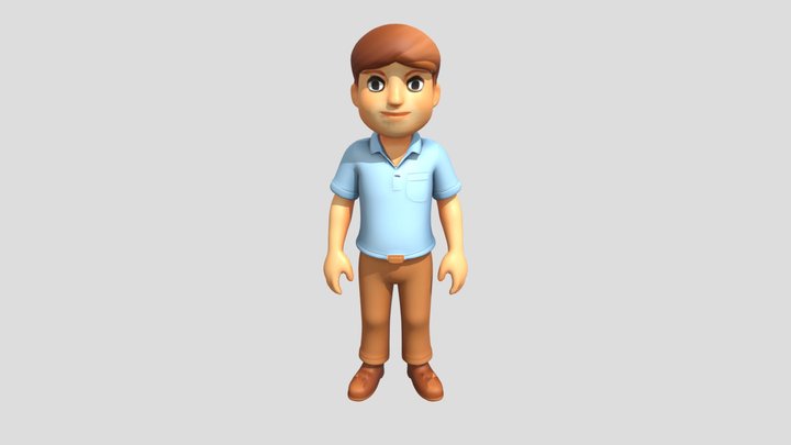 cartoon-style male character 3D Model