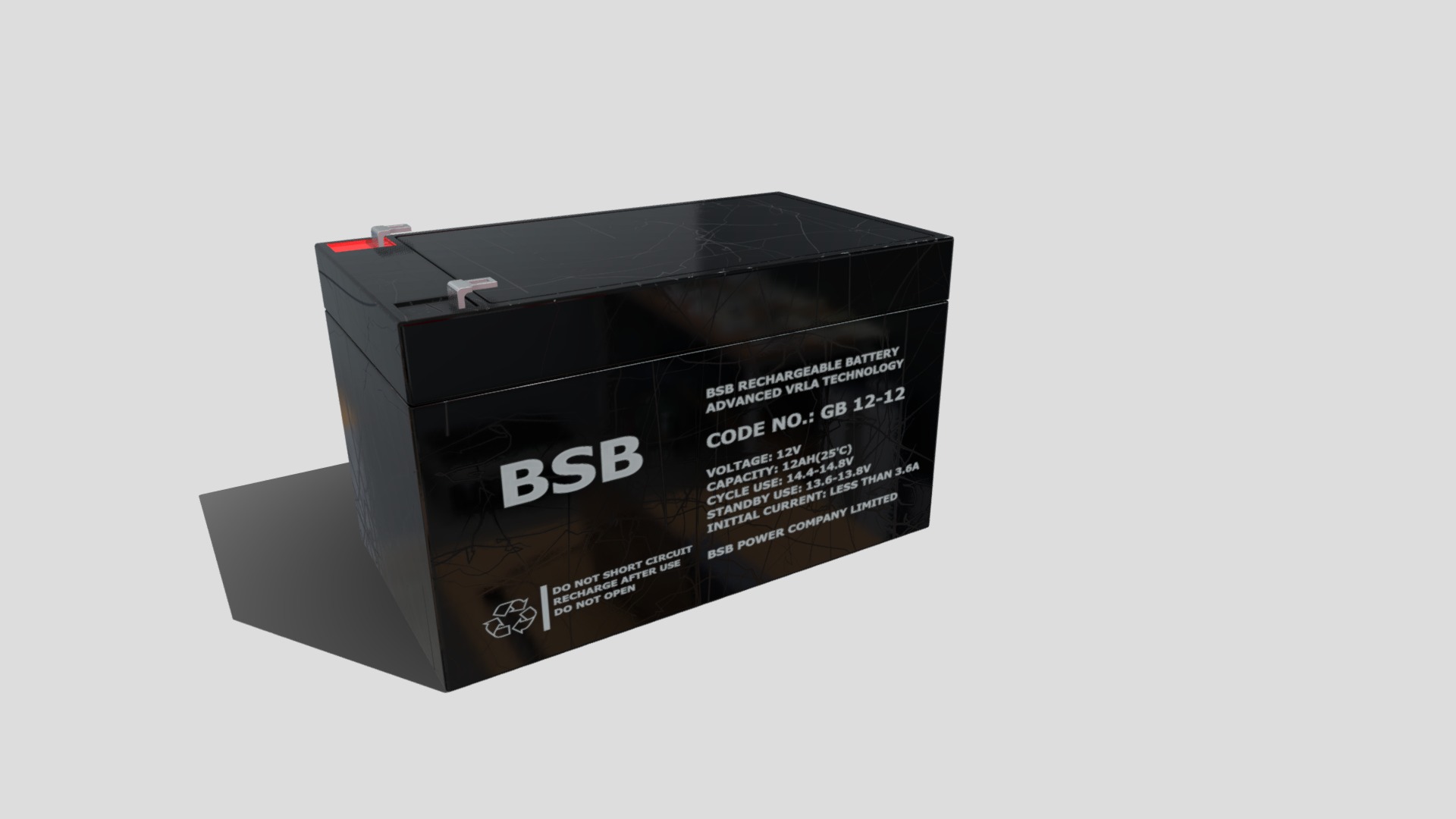 3D model Large Battery - This is a 3D model of the Large Battery. The 3D model is about text.