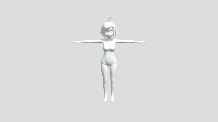 cute anime girl with short hair 3D Model