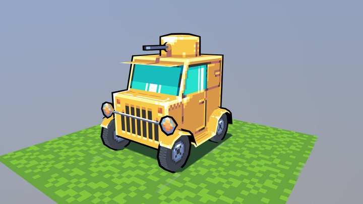 Yellow War Car 3D Model