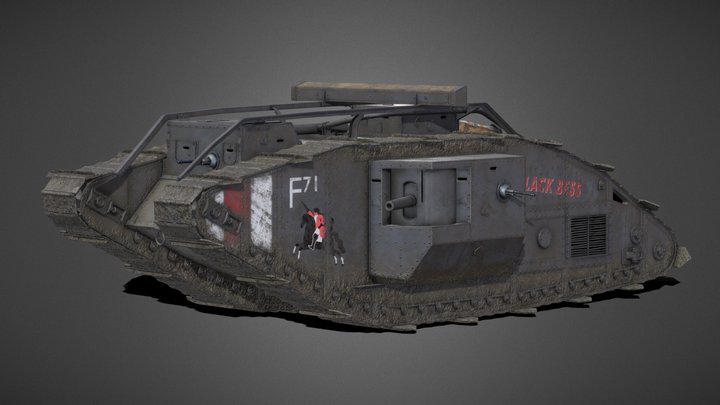 WWI British Mark V Tank - Black Bess 3D Model