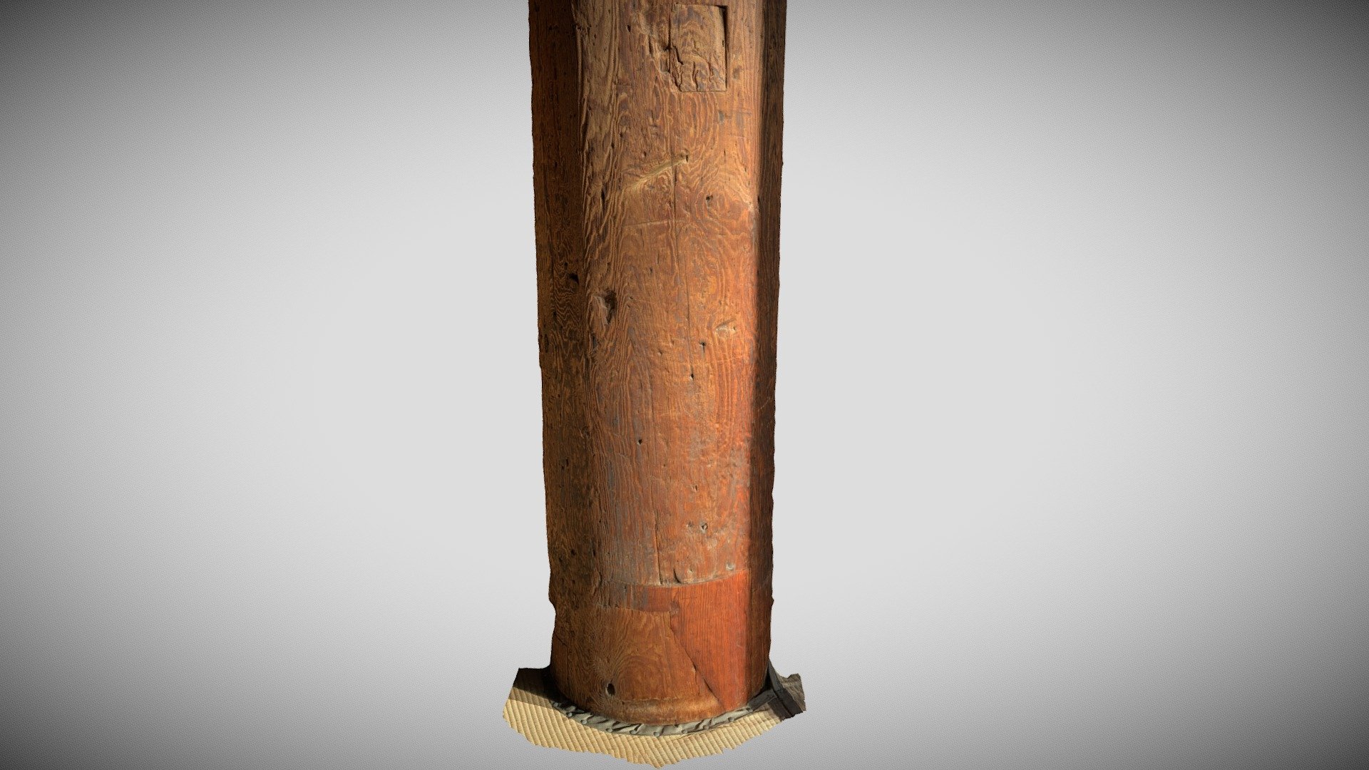 Third Pillar with katana scratches and holes