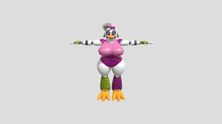 humanoid animatronic character in colorful cost 3D Model