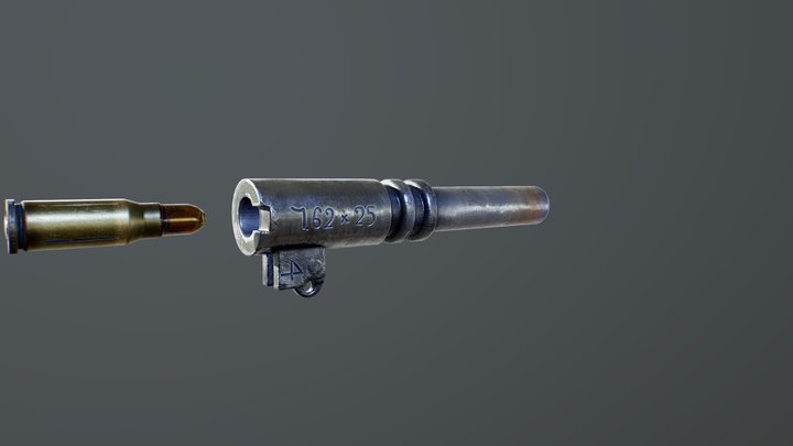 Tokarev barrel and a cartridge 3D Model