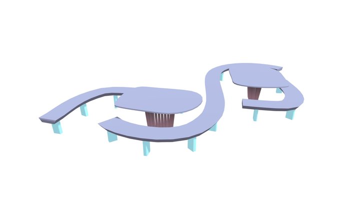 Vireo Double Park Bench (Decentraland) 3D Model