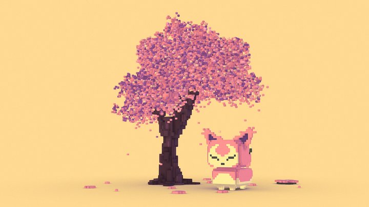{Voxel} Skitty 3D Model