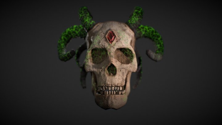 Demoniac Skull with Horns ( Real Time ) 3D Model