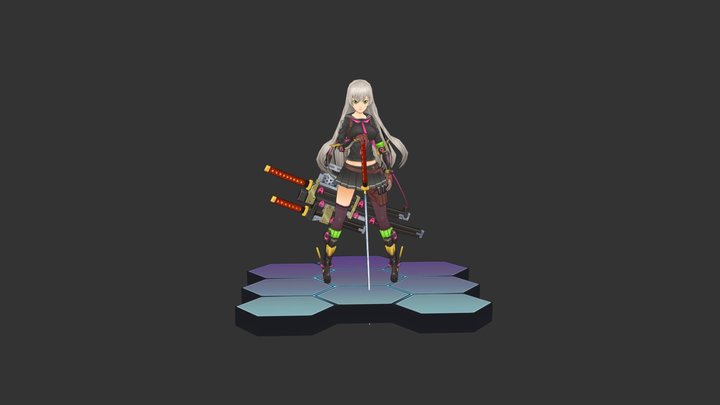 BladeGirl Other Pose Outline 3D Model