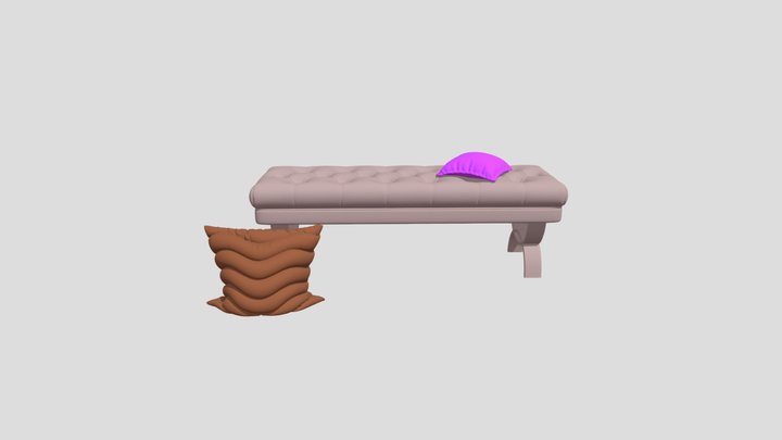 Bench and Pillows 3D Model