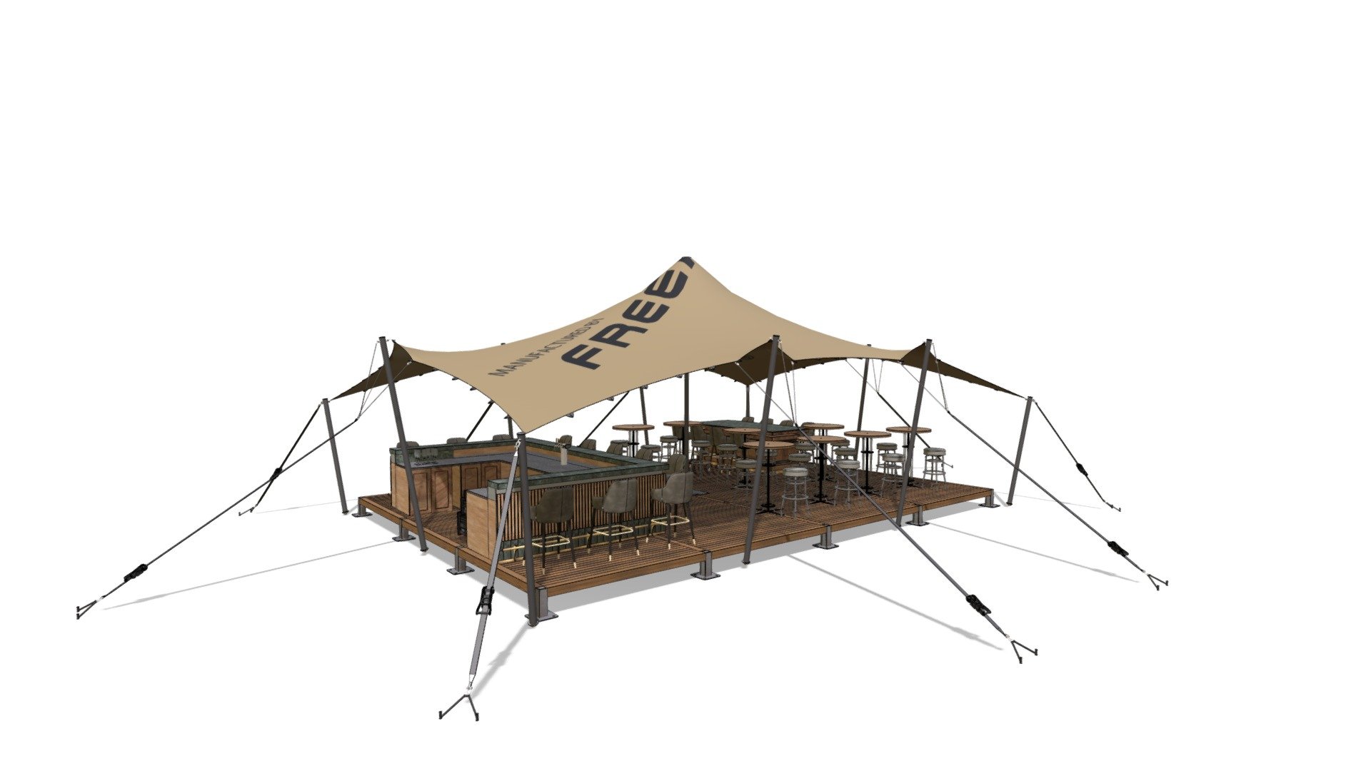10m x 7.5m - Cocktail Setup - 3D model by FREEFORM® STRETCH TENTS ...